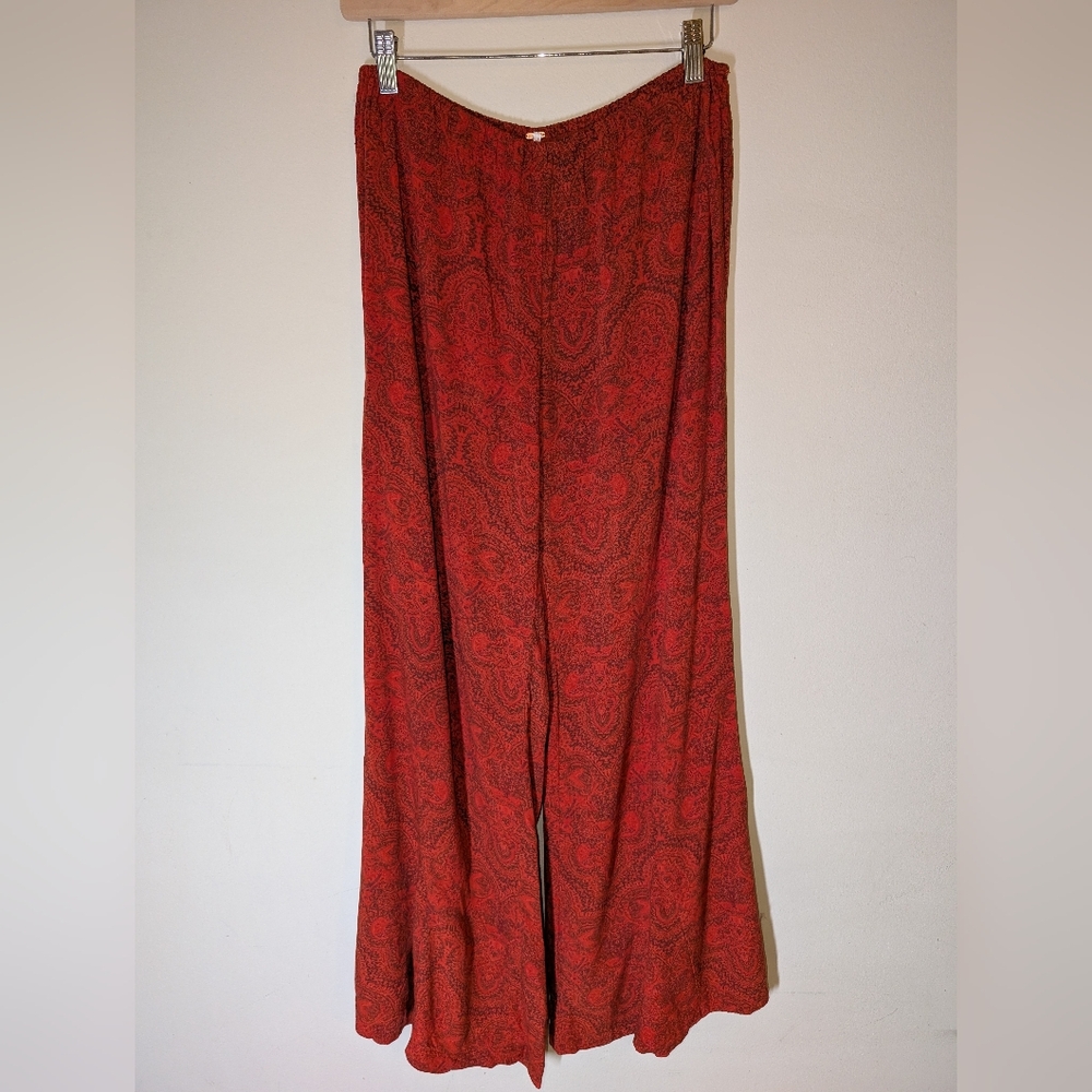 Free People Red Paisley Wide/Flare Flowy Pants